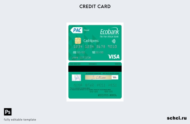 цифровая загрузка шаблона карты Visa CashXpress Benin Ecobank